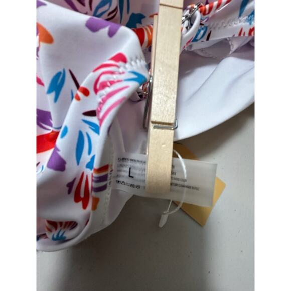 Floral Print Ruffle Strappy One Piece Swimsuits Tummy Control Bathing Suit, L, N - Picture 6 of 8